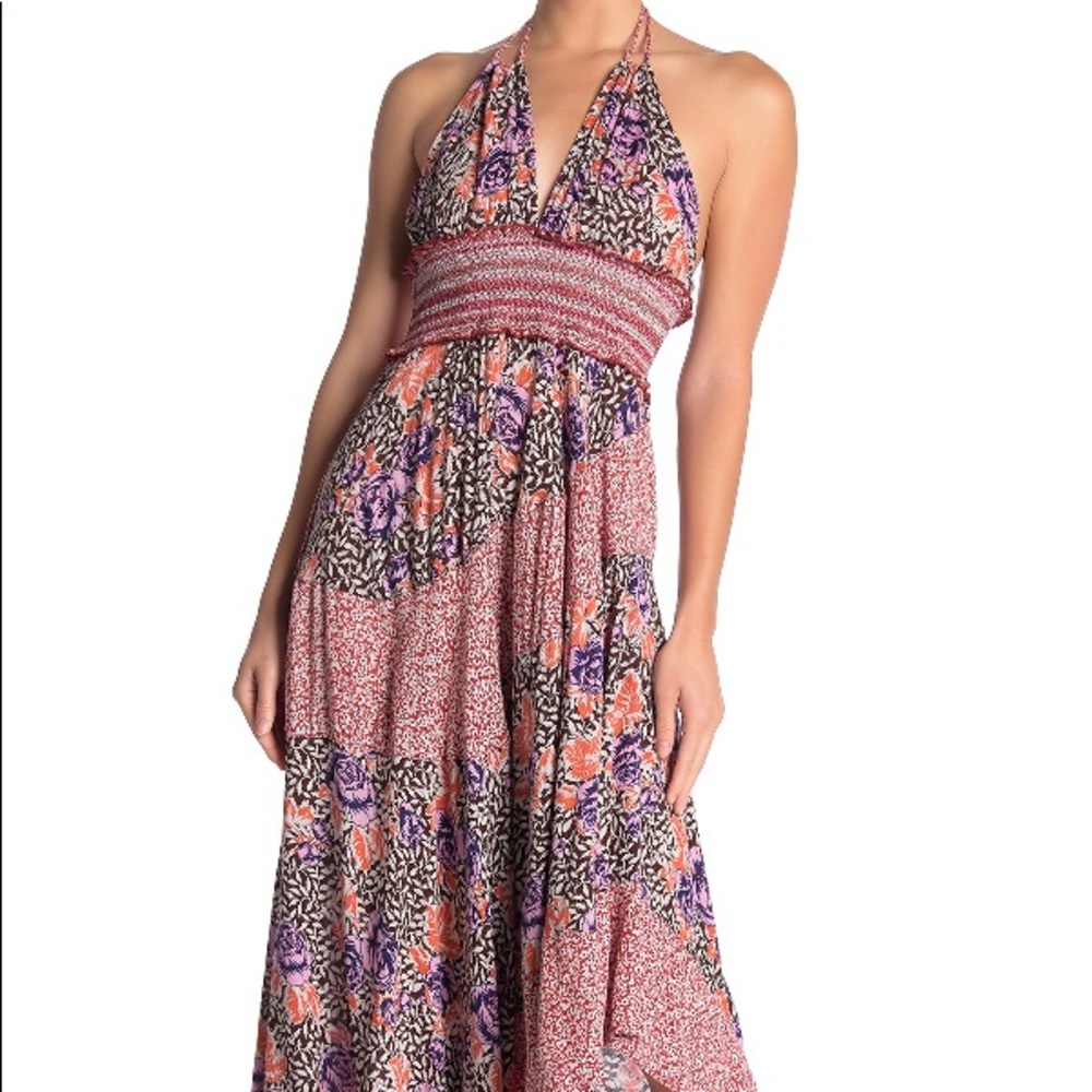 Free People Gabriela Halter Dress Terracotta